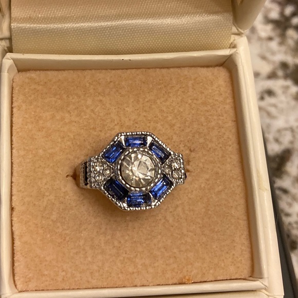 Blue Zircon Baguette Cocktail Ring - Picture 2 of 5